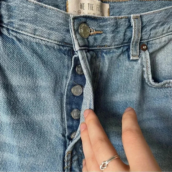 Free People | Frayed Hem  Busted Knees Straight Jeans - Picture 3 of 5